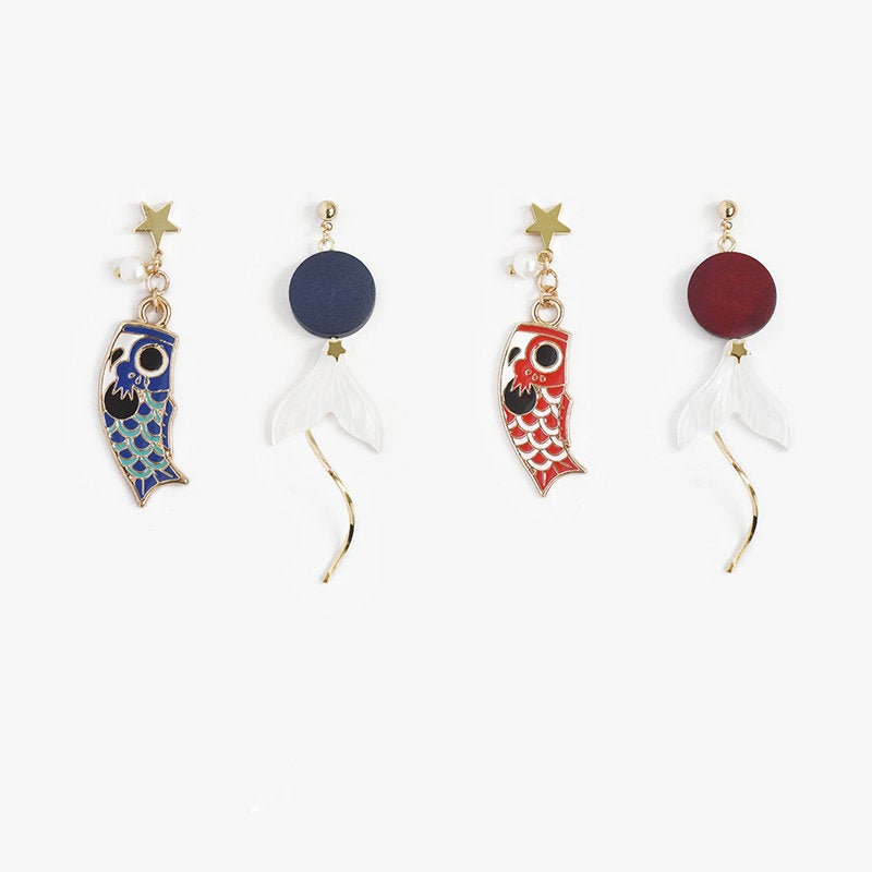 Japanese Koi Fish Earrings | Koi Fish Flag Dangle Earrings | Cute Koi Fish | Handmade Earrings | Easter Earrings | Mother's Day |simple