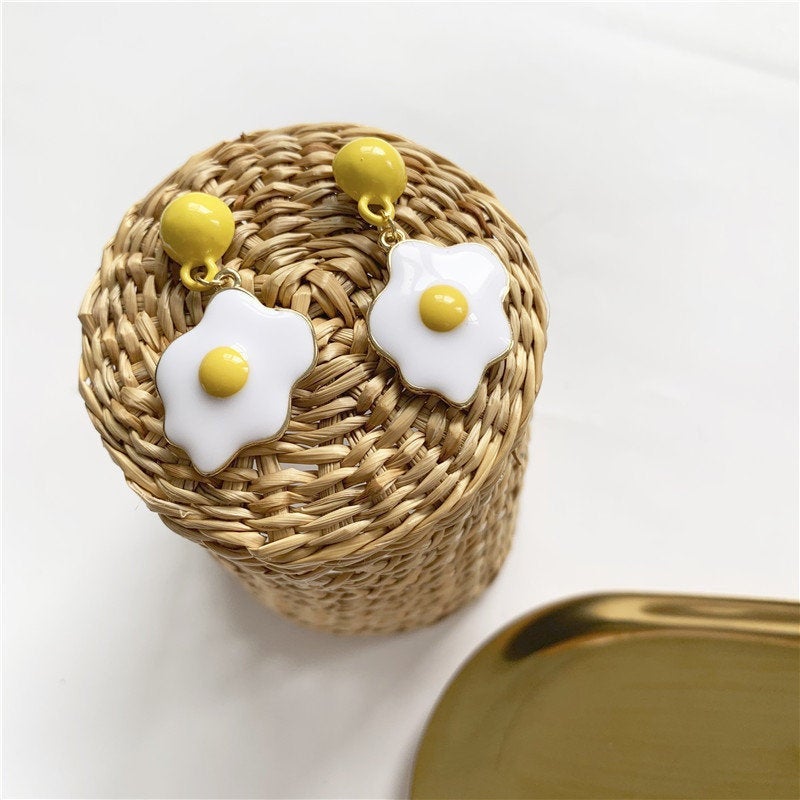 Sunny-side Up Egg Earrings | Egg Earrings | Fried Egg Earrings | Japanese Cute Earrings | Yellow Cute Earrings | Korean Style Earrings