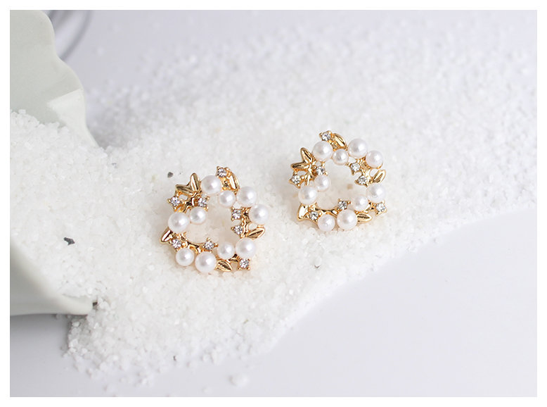 Wreath Earrings | Flower Earrings | Pearl Flower Earrings | Gardenia Earrings | Korean Simple Earrings | Classic Earrings | Stud Earrings
