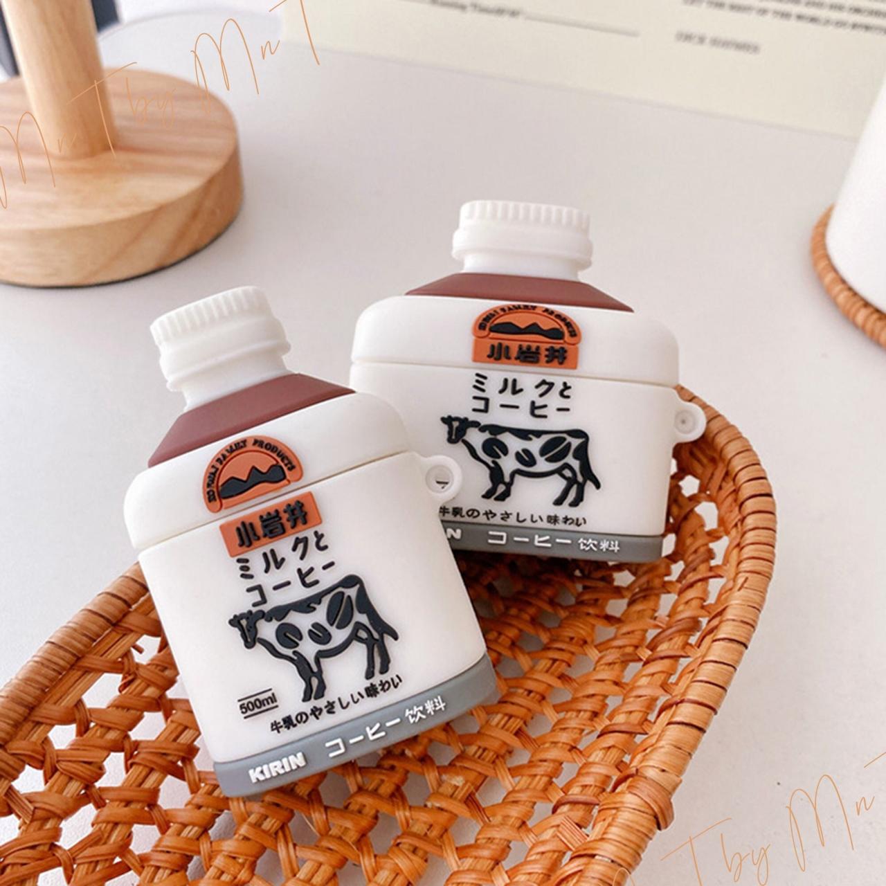Pure Kirin Bottle Milk Silicone Airpods 1/2/pro Case | Cartoon White Milk Bottle Apple Airpods 1/2/pro Case