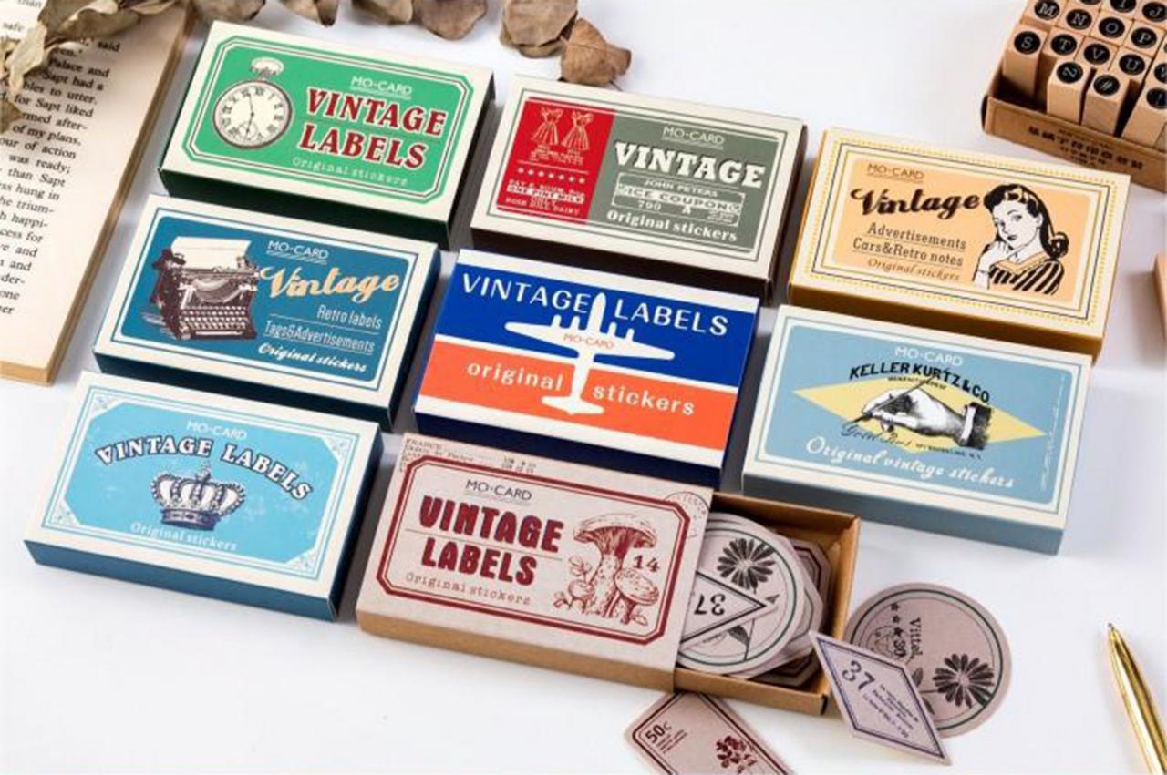 Vintage Labels Sticker Box | Airmail Little Sticker | Artistic Sticker Stamp | Writable Sticker Set | Planner Sticker | Label Laptop Sticker