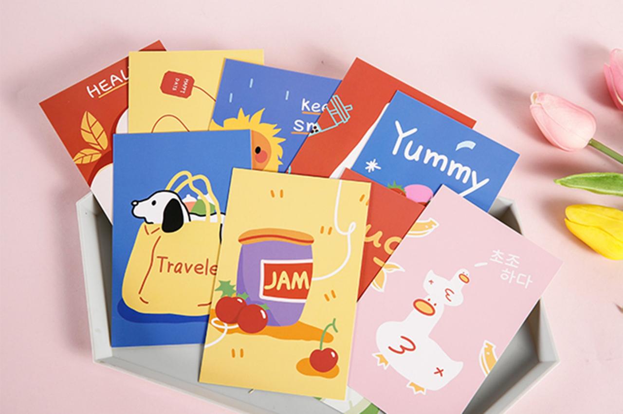 Cartoon Dessert Postcard Collection (30pc) | Colorful Cartoon Post Cards Set | Hand Drawing Greeting Card | Foodie Post Card | Shaped Cards