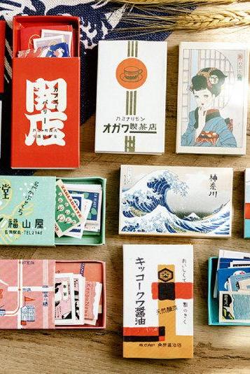 Retro Japan Stickers Box | Fuji Little Sticker | Ukiyo-esticker Stamp | Writable Sticker Set | Planner Sticker Sheet | Label Laptop Sticker