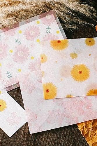Twilight Flower Translucent Envelopes Set - 3pc | Transparent Envelope | Gift Envelope | Greeting Card Envelope | Tracing Paper Envelope |
