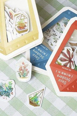 Gold Plants Stickers Pack | Little Stickers Tiny | Nature Sticker | Butterfly Stickers | Flowers Stickers Green Leaf | Scrap booking sticker