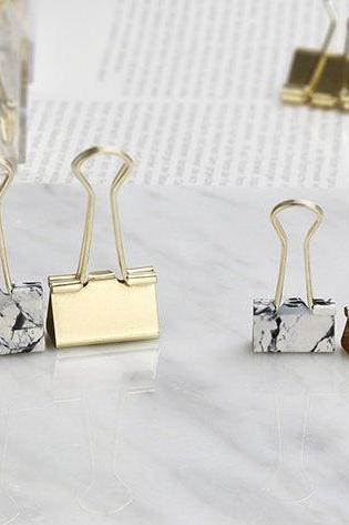 Marble Gold Bulldog Clips Golden binder clips Set | Gold binder clip | Marble Gold paper clips | Metal clip Brass clips Marble Golden Clips