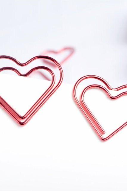 Romantic Red Heart Shape Paper clips | Romantic Red Paperclip | Funny Paper Clip | Japan Paper Clip | Unique Paper Clip| Shape Bookmark clip