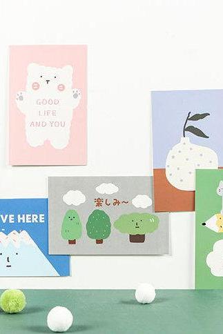 Cute Cartoon Postcard Collection (18pc) | Colorful Cartoon Post Cards Set | Hand Drawing Greeting Card | Foodie Post Card | Shaped Card Memo