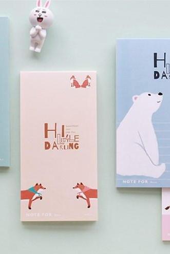Cute Animals Memo Pad Collection - 4 Colors| Bear Memo Notepad Teddy | Fox Sticky Notes Pack | Cat Sticky Notes Kitty | Giraffe Memo Note