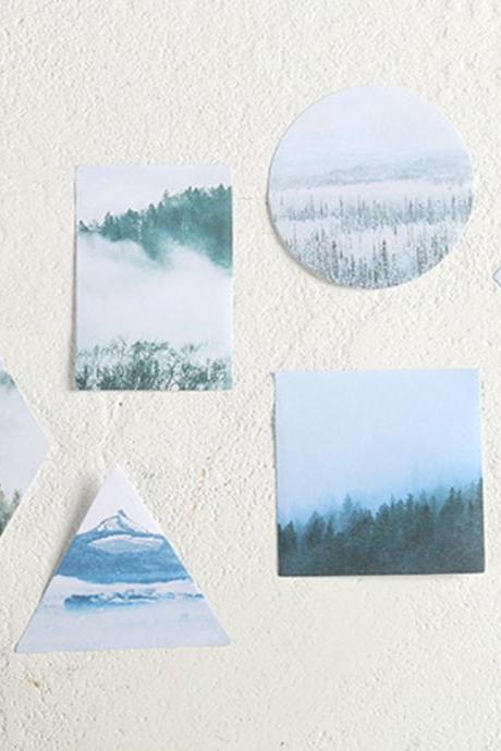 Forest Landscape Sticky Notes Memo | Snow Hill Memo Pad | Mountain Memo Set | Triangle Sticky Memo Note | Creative Memo Green Tree Stickies