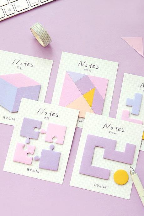 Geometry Game Sticky Notes Collection | Geometric Shape Memo Stickies Design | Grid Memo Sticky Notes Pack | 3D Memo Pad Sticky Notes Set