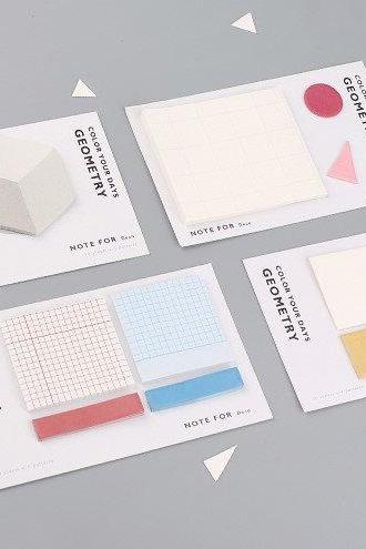 Geometry Sticky Notes Collection | Geometric Shape Memo Stickies Design | Grid Memo Sticky Notes Pack | 3D Memo Pad Sticky Notes Set
