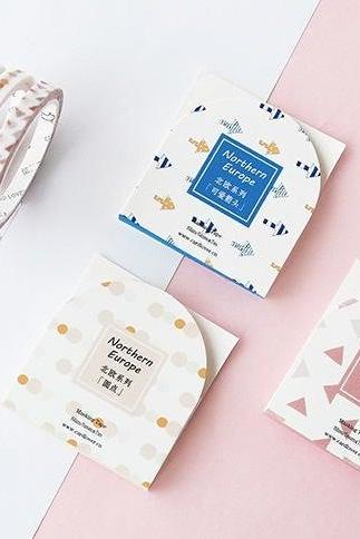 Northern European Washi Tape Collection Slim | Fairy Tale Masking Tape | Colorful Pattern Washi Tapes Set | Boxed Masking Tape Symbols