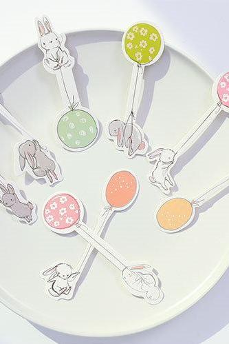 Balloon Rabbit Bookmarks Box Set - 30pc | Bunny Bookmark | Kawaii Bookmark Pet | Cute Animals bookmarks collection | balloon Bookmark Japan