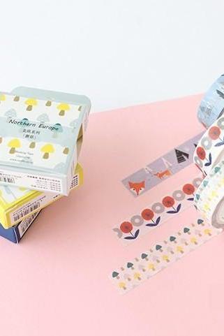 Fairy Tale Washi Tape Collection | Northern Europe Masking Tape | Colorful Stories Washi Tapes Set | Boxed Masking Tape Kids Symbol