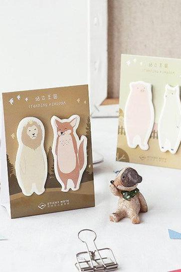Standing Animal Sticky Notes Set | Animals Memo Notes | Zoo Sticky Notes Bear | Animal Notepad | Penguin Memo Pad | Animal Stickies Fox