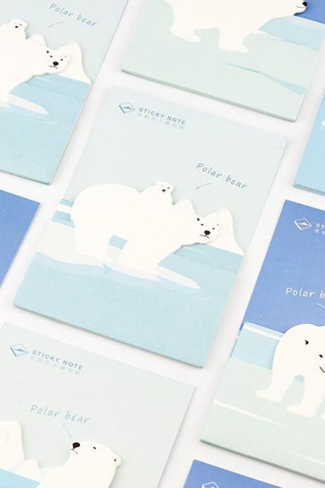 Polar Bear Sticky Notes | Bear Memo Notes | Cute Animal Sticky Notes | Kawaii Memo Pad | Adhesive Paper | Notepad |stickies | Back To School