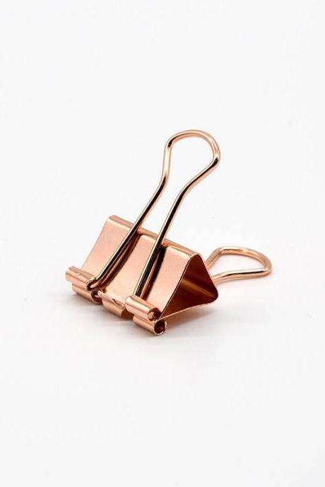 Rose Gold Bulldog Clips 5pcs Golden binder clips | Rose gold binder clip | Rose Gold paper clips | Metal clip Brass clips Rose Golden Clips