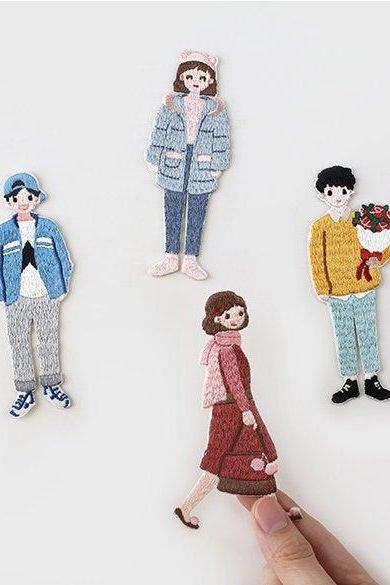 Characters Embroidery Sticker Set | Couple Patch | Hand Decoration Stickers | Japanese Stickers | Icon Patch Cute | Cool Patch Phone Sticker