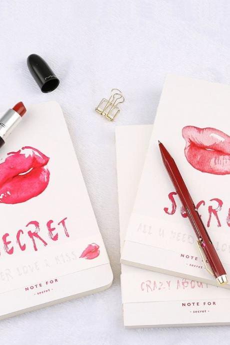 Red Lipstick Notebook Collection | Water Color Lip Blank Notebook | Girl Secret Diary | Stylish Planner | Designer book | Artist sketchbook
