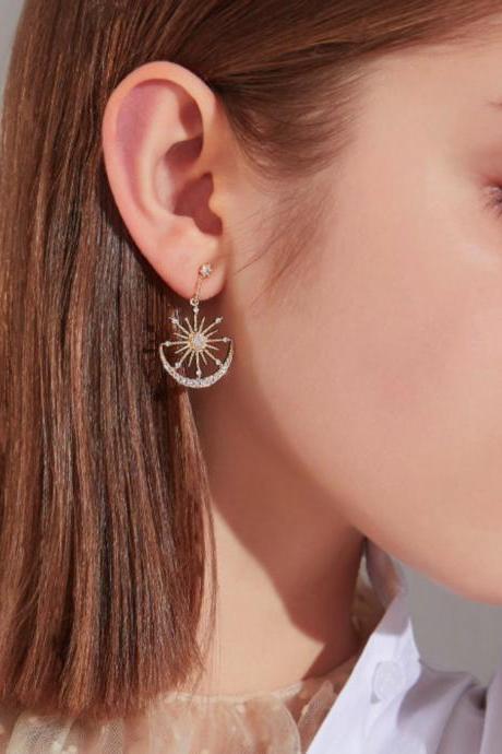 Stars and Twinkle Earrings | Star & Moon Earrings | Star Dangle Earrings | Moon Drop Earrings | CZ Earrings | Handmade Earrings | Star Drop