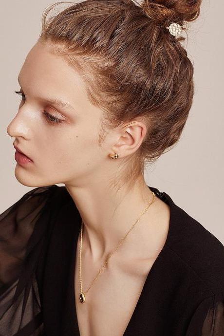 Gold Bean Earrings | Bean Stud Earrings | Handmade Earrings | Simple Gold Earrings | Gold Earring Jacket Ear Climber | Small Earrings Tiny