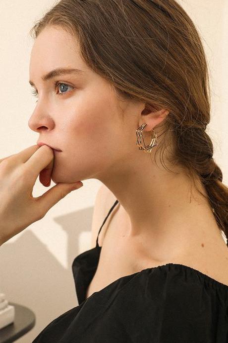 Octagram Earrings | Gold Star Earrings | Handmade Earrings | Star Hoop Earrings | Gold Ear Jacket Earring | Stars Earrings Simple Gold