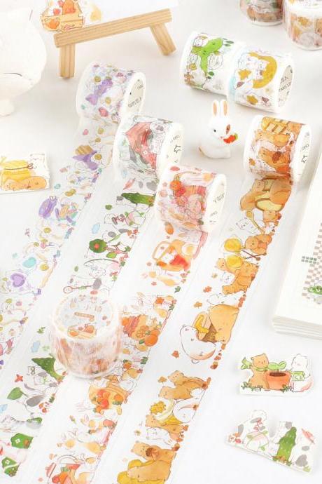 Dream Town Cartoon Washi Tape Collection | Cute Animals Washi Masking Tapes | Hand Drawing Masking Tapes Draw | Sheep Bear Cats Washi Tape |