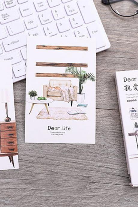 Dear Life Postcard Collection (30pc) | Nordic Furniture Post Cards Set | Realistic Greeting Card | Simply Lifestyle Postcard | White postard