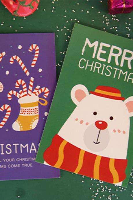 Christmas Limited Postcards Collection (30pc) | Merry Christmas Post Card Set | Hand Drawing Deer Sock Post cards Box | X' mas Postcards |
