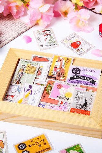 Retro Japan Stickers Pack | Travel Little Sticker | Japan Sticker Stamp | Summer Sticker Set | Planner Sticker Sheet | Label Laptop Sticker
