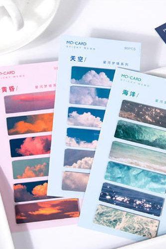 Galaxy Dream Sticky Notes Set | Twilight Sky Memo Notes | Ocean Forest Moon Sticky Notes Pack | Japan Memo Note Pad | Fireworks Sticky Memo