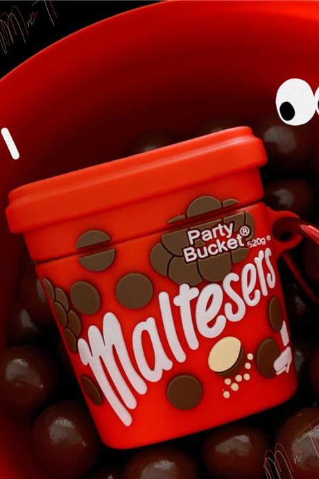 Red Chotolate Package Lovely Kitkat Chotolate Airpods 1&amp;amp;2/pro Case | Little Maltesers Chotolate Party Bucket Airpods 1/2/pro Case