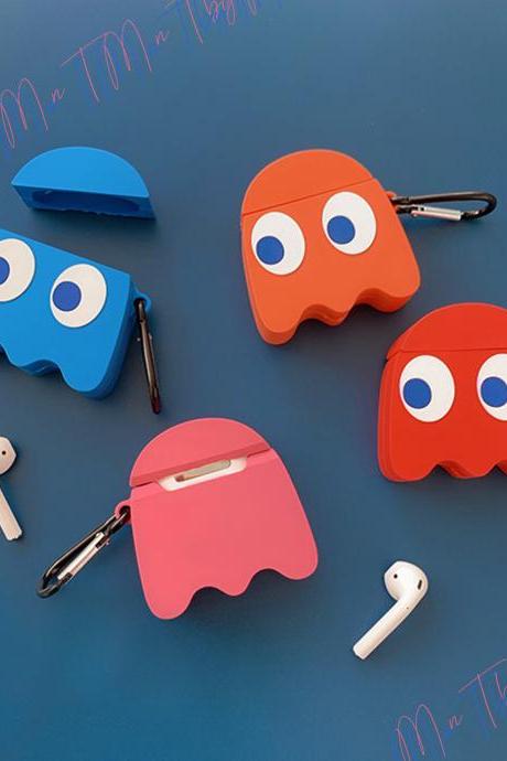 Pac-man Silicone Keychain Apple Airpods 1 And 2 Case | Namco Cartoon Pac-man Games Airpods Case