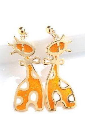 Cute Giraffe Drop Earrings | Orange Giraffe Earrings | Cute Animal Earrings | Handmade Earrings | Orange Dangle Earrings | Animal Zoo