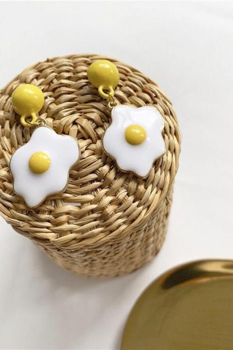 Sunny-Side Up Egg Earrings | Egg Earrings | Fried Egg Earrings | Japanese Cute Earrings | Yellow Cute Earrings | Korean Style Earrings 