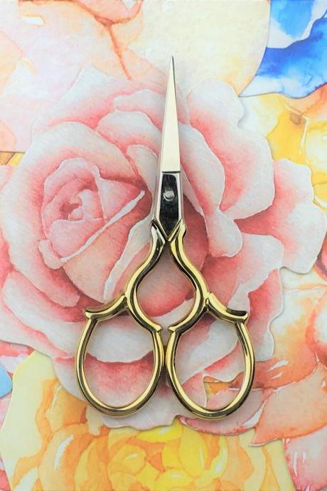 Vintage Rose Craft Scissors | Gold Sewing Scissors | Small Scissors | Stitching scissors | Fancy scissors | Engraved scissors|Retro scissors