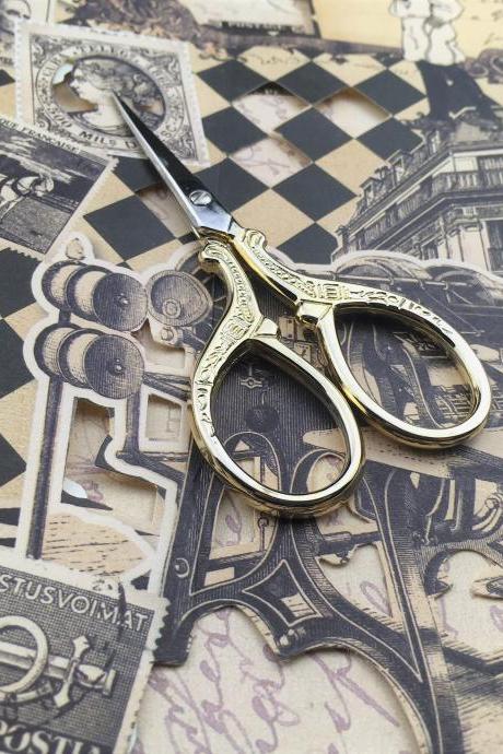 Victorian Style Gold Scissors | Victoria Gold Scissors | Vintage Paper Craft Scissors | European Craft Scissors | Elegant embossing scissors