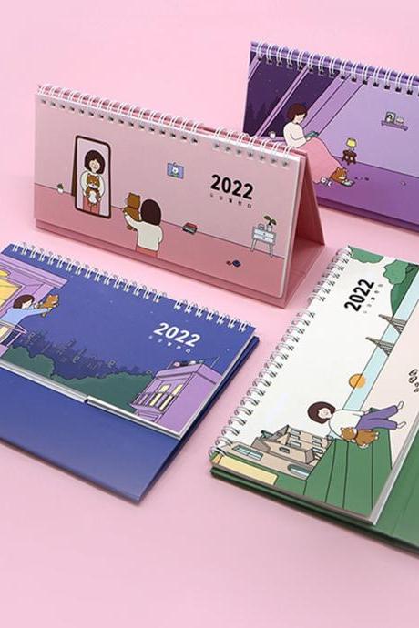 My 2022 Moment Dual Calendar With Tearable Checklist - 4 Colors | 2022 Yearly Table Calendar Mini Checklist Line Note | Agenda Calendar