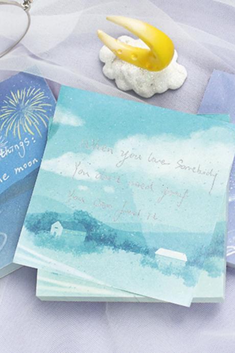 Milky Way Night Song Non Sticky Notes Memo | Blue Dream Starlight Memo Pad | Summer Firework Memo Set | Clear Moonlight Whale Memo Note |